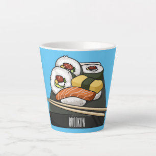 Taza De Café Latte Ilustracion personalizado Sushi