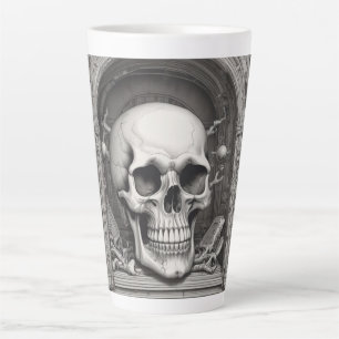 Taza De Café Latte Ilustracion Skull