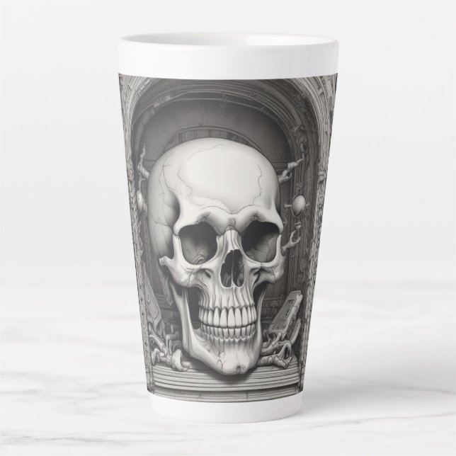 Taza De Café Latte Ilustracion Skull (Anverso)