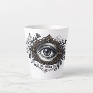 Taza De Café Latte Ilustración Vintage de Ojo Gótico - Dark Academia