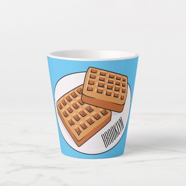 Taza De Café Latte Ilustracion Waffle personalizado (Anverso)