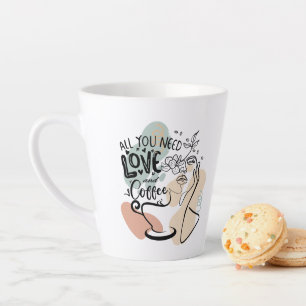 Taza De Café Latte Ilustraciones estéticos, café Chica
