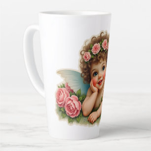 Taza De Café Latte Imagen de scrap - Hada infantil vintage acostada e