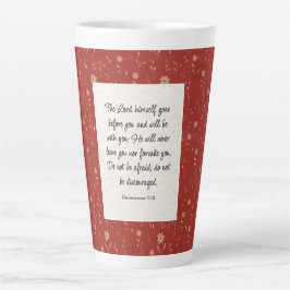 Taza De Café Latte Imagen del versículo de la Biblia Deuteronomio 31: