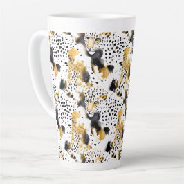 Taza De Café Latte Impresión animal de Leopardo de Oro Amarillo Negro