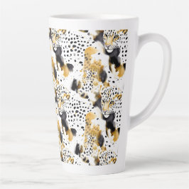 Taza De Café Latte Impresión animal de Leopardo de Oro Amarillo Negro