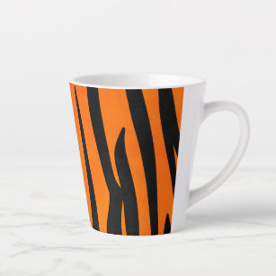 Taza De Café Latte Impresión animal de tigre negro Naranja salvaje