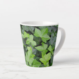 Taza De Café Latte Impresión botánica de marfil verde