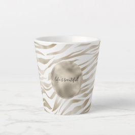 Taza De Café Latte Impresión de cebra marrón verde crema de cacao bla
