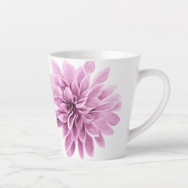 Taza De Café Latte Impresión de flores Delilah dibujada a mano (Derecha)