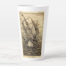 Taza De Café Latte Impresión de Kraken de época