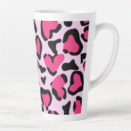Taza De Café Latte Impresión de leopardo, acuarela sin manchas