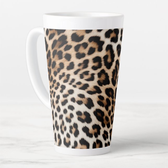 Taza De Café Latte Impresión de leopardo de crema marrón (Ángulo izquierdo)