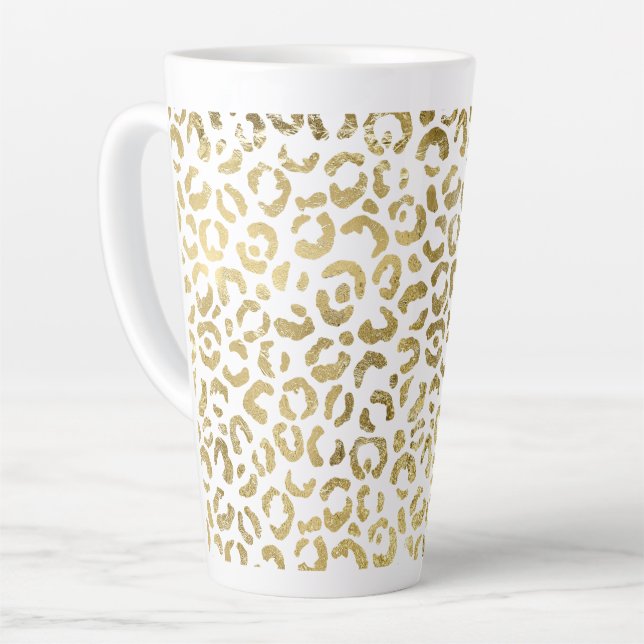 Taza De Café Latte Impresión de leopardo de oro (Ángulo izquierdo)