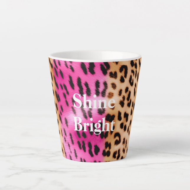Taza De Café Latte Impresión de Leopardo de Oro Rosa (Anverso)