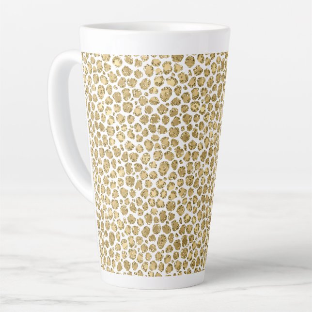 Taza De Café Latte Impresión de leopardo del Purpurina Glitzy Glam Go (Ángulo izquierdo)