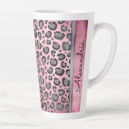 Taza De Café Latte Impresión de leopardo Purpurinoso en rosa brillant