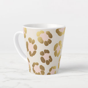 Taza De Café Latte Impresión de leopardo rosa pastel y dorado Chic An