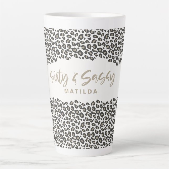 Taza De Café Latte Impresión de leopardo rosa sesenta y elegantes año (Anverso)