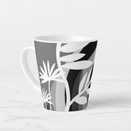 Taza De Café Latte Impresión de planta monocromática