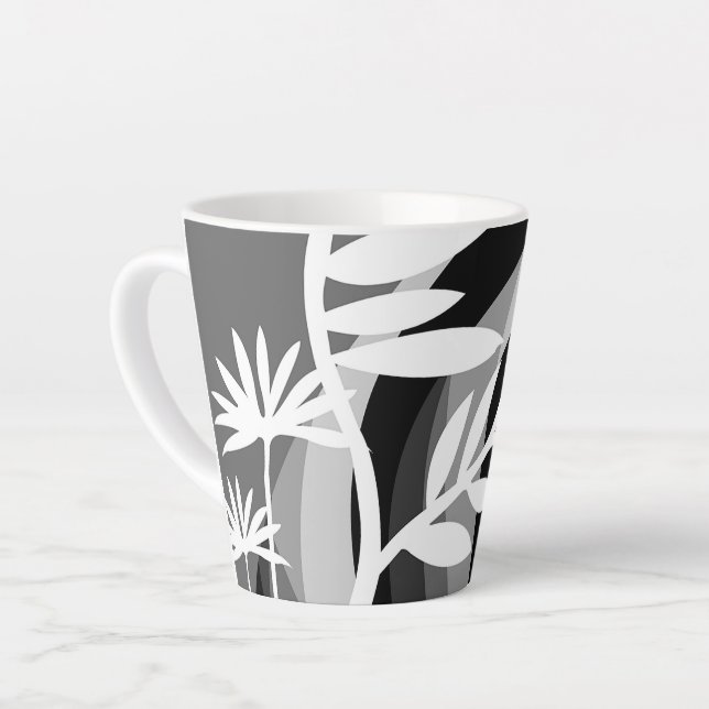 Taza De Café Latte Impresión de planta monocromática (Ángulo izquierdo)
