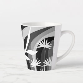 Taza De Café Latte Impresión de planta monocromática