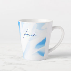 Taza De Café Latte Impresión floral azul relajante Pequeña Mug Latte