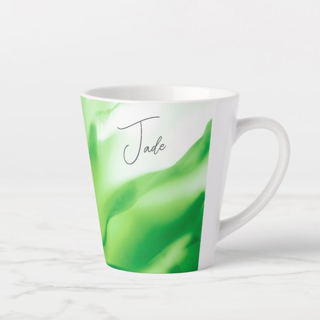 Taza De Café Latte Impresión floral verde pequeña lata (Derecha)