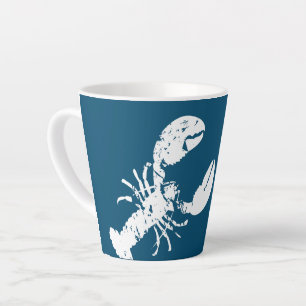 Taza De Café Latte Impresión personalizada de langosta azul y blanco