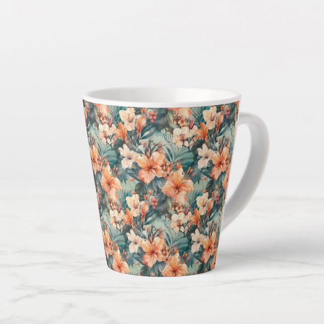 Taza De Café Latte Impresión Tropical Impresión Cerámica Latte Mug (Ángulo derecho)