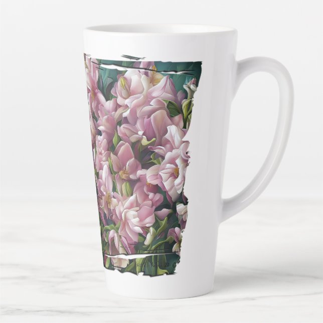 Taza De Café Latte Impresiones de flores silvestres (Derecha)