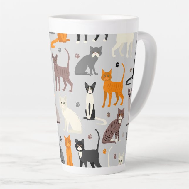 Taza De Café Latte Impresiones de gatos y pintas (Ángulo derecho)