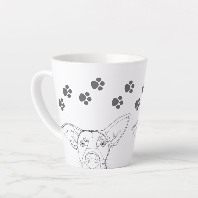 Taza De Café Latte Impresiones de la cara y la pata del perro (Ángulo izquierdo)