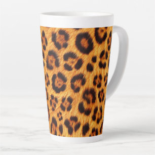 Taza De Café Latte Imprimir Leopardo Salvaje Dorado Naranja Ámbar Asp