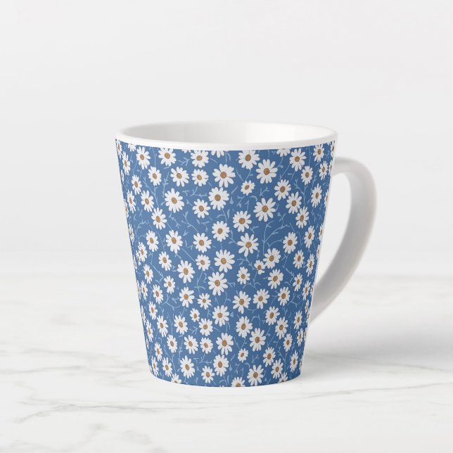 Taza De Café Latte Indigo Dream Daisies (Ángulo derecho)