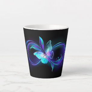 Taza De Café Latte Infinito brillante con mariposa mágica