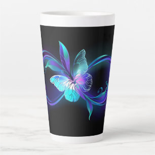 Taza De Café Latte Infinito brillante con mariposa mágica