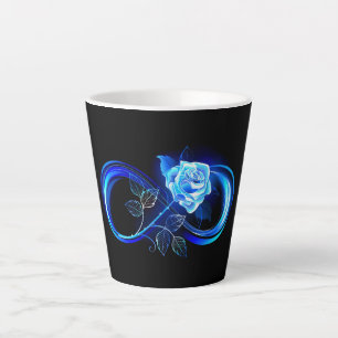 Taza De Café Latte Infinito brillante con rosa azul