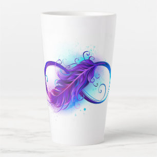Taza De Café Latte Infinito con plumas púrpura