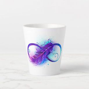 Taza De Café Latte Infinito con plumas púrpura