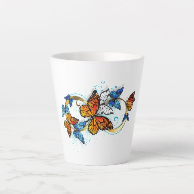 Taza De Café Latte Infinity of Monarch Butterflies (Anverso)