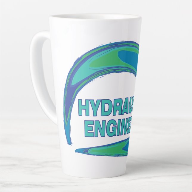 Taza De Café Latte Ingeniero hidráulico de oleada azul (Ángulo izquierdo)