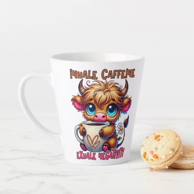 Taza De Café Latte Inhale Caffeine Exhale Negativity  (In situ)