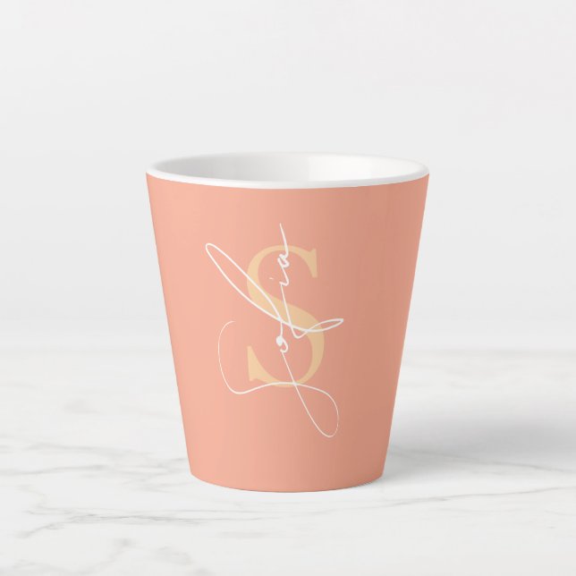 Taza De Café Latte Iniciales de nombres personalizados (Anverso)