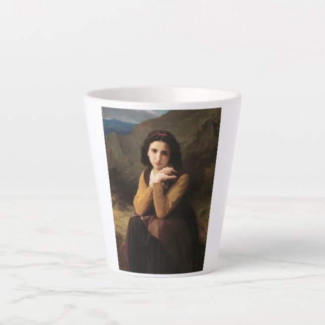 Taza De Café Latte Inocencia Mignon de Muchacha Adolescente, Bouguere (Anverso)
