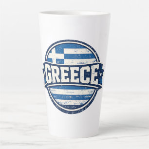 Taza De Café Latte Insígnia de la bandera vintage de Grecia
