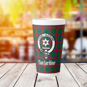 Taza De Café Latte Insignia Escudo De Clan Jardine Y Tartán