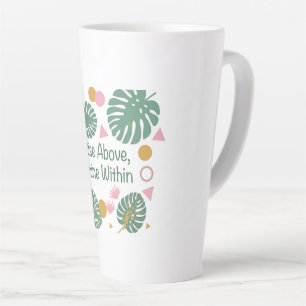 Taza De Café Latte Inspiracional Hoja de Palma Tropical Monstera Posi