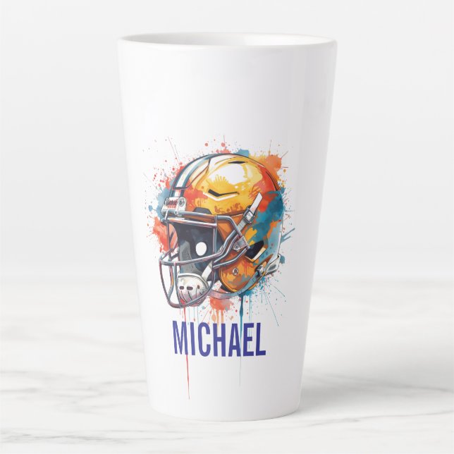 Taza De Café Latte Inspirational Motivational Football Helmet Name (Anverso)