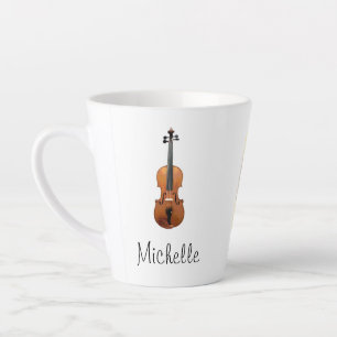 Taza De Café Latte Instrumento musical violín lindo